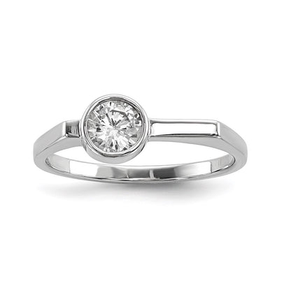 Sterlingsilber Rhodiniert Rund Zirkonia Ring