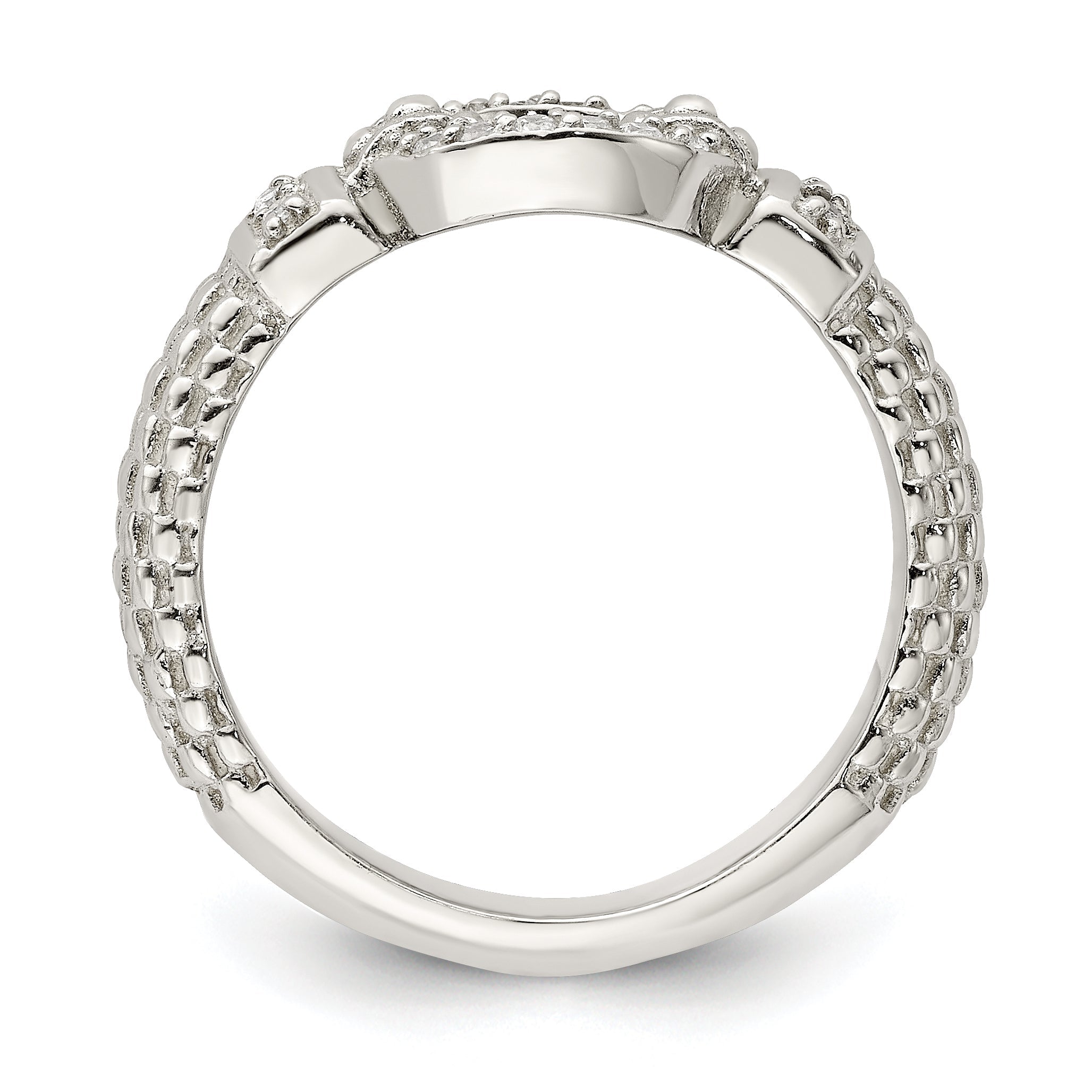 Sterlingsilber Zirkonia Strukturiert Ring
