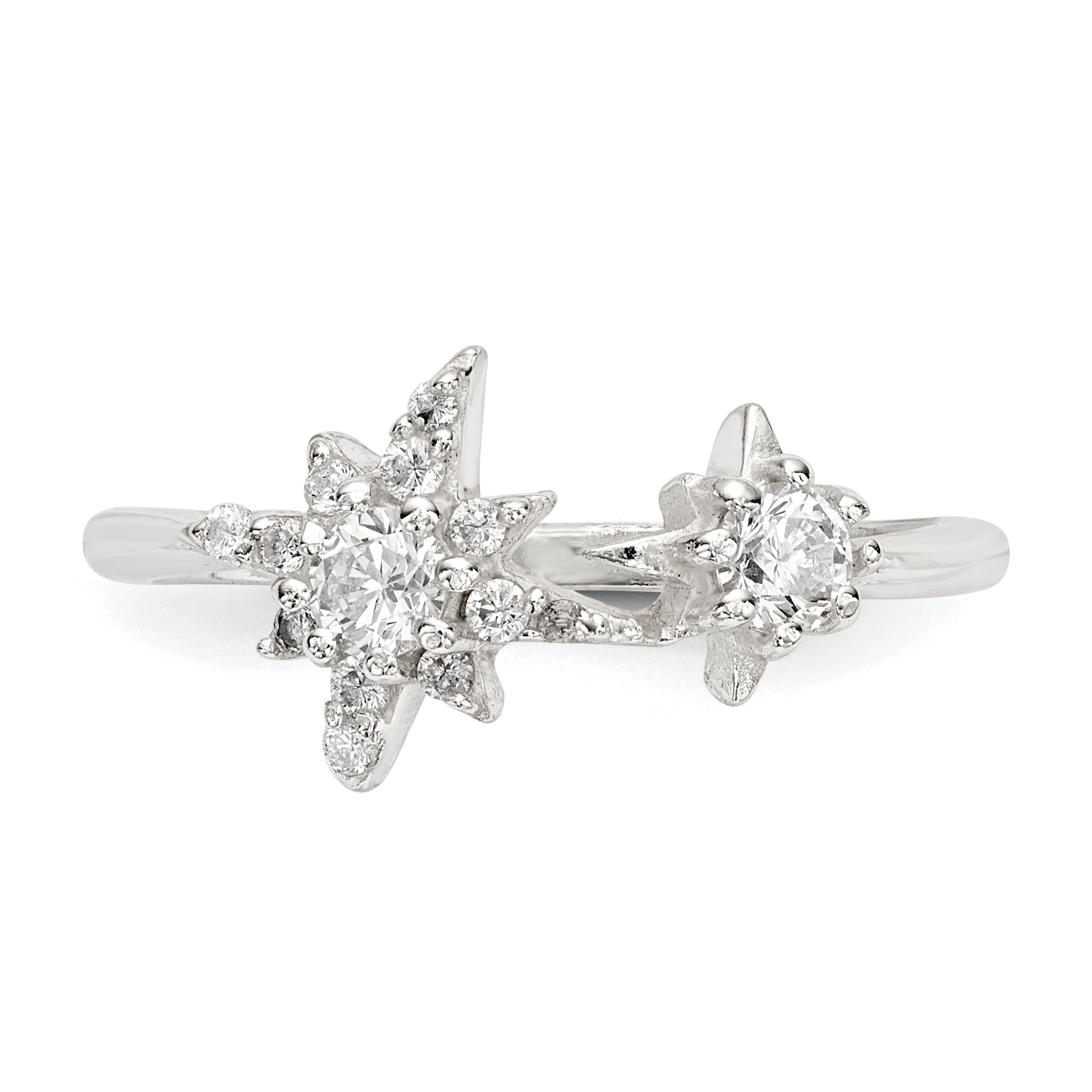 Sterlingsilber Poliert Zirkonia Sterne Ring