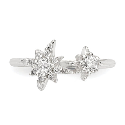 Sterlingsilber Poliert Zirkonia Sterne Ring