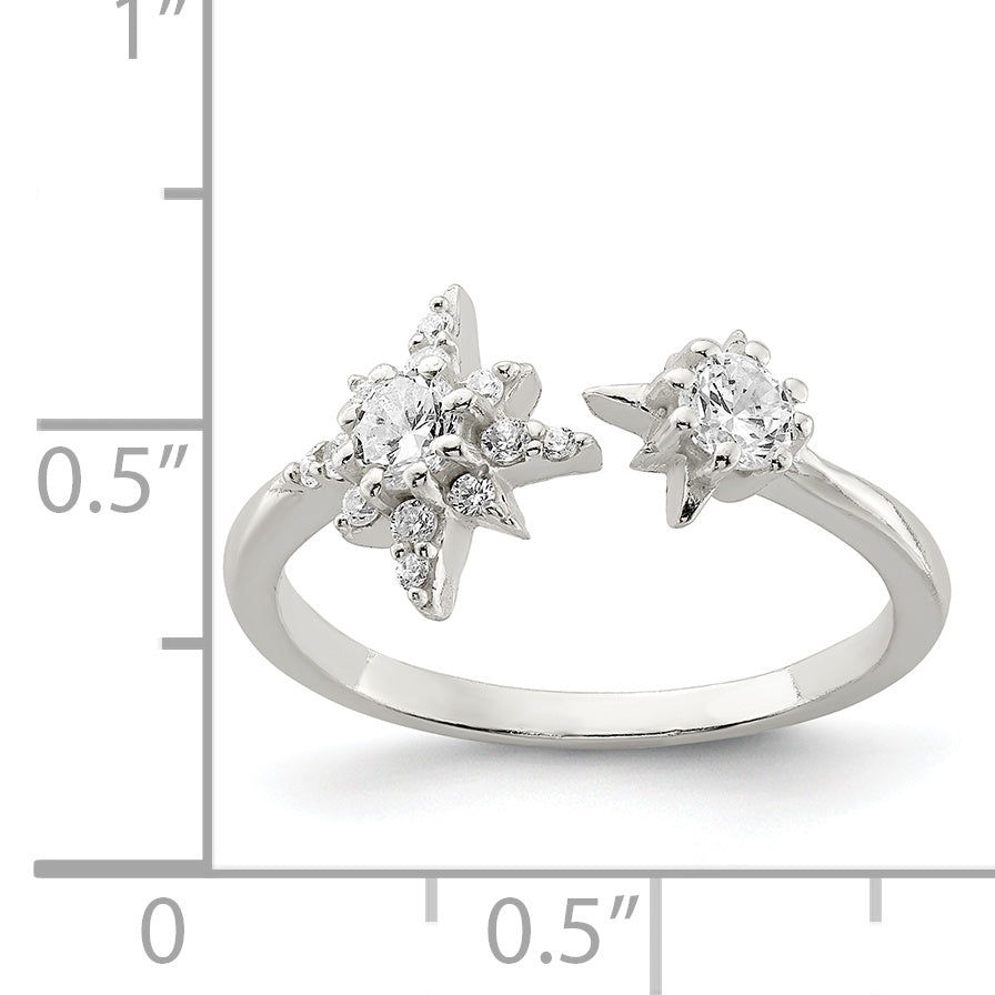 Sterlingsilber Poliert Zirkonia Sterne Ring