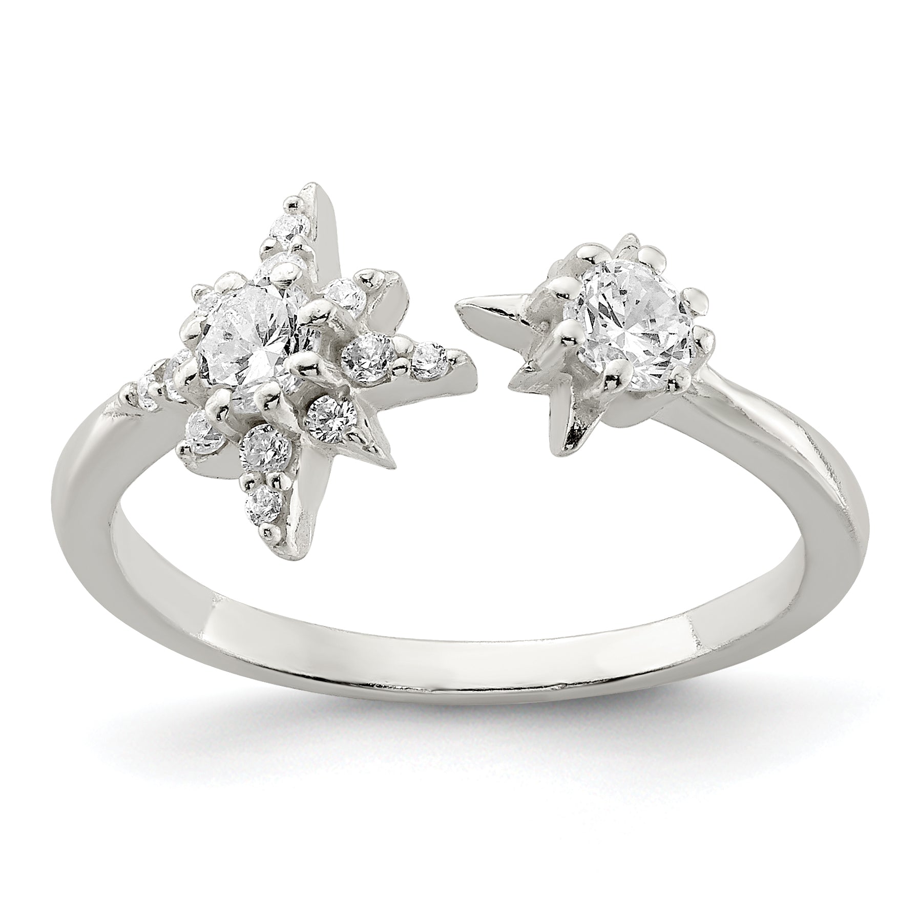 Sterlingsilber Poliert Zirkonia Sterne Ring