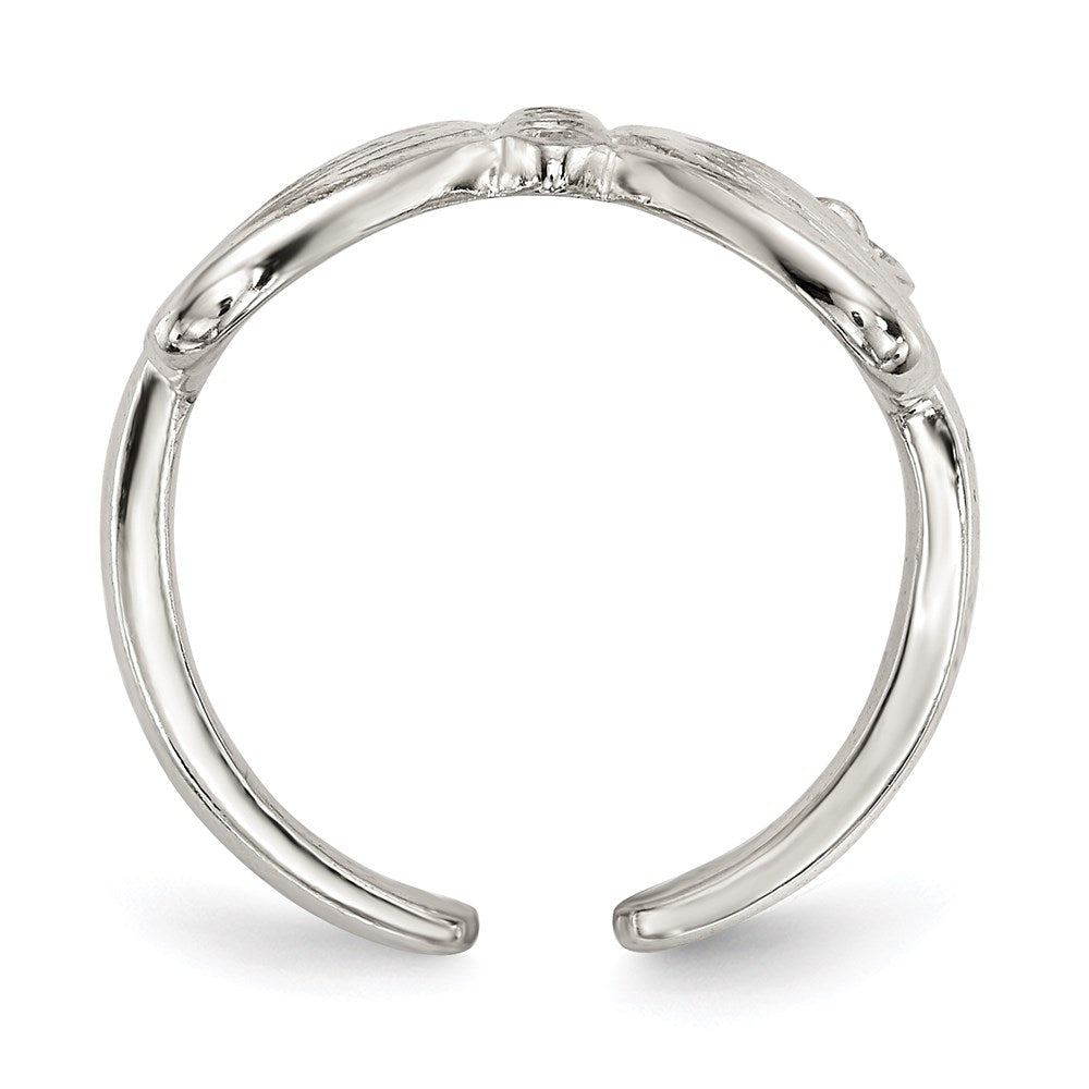 Sterlingsilber Poliert Zirkonia Schmetterling Doppelt Finger Ring