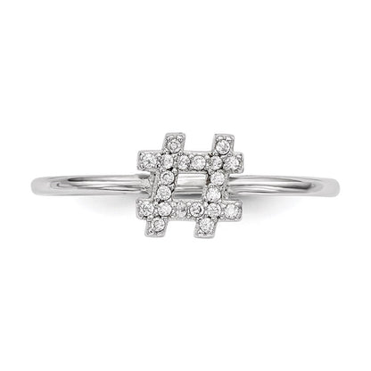 Sterlingsilber Rhodiniert Zirkonia Hashtag Ring