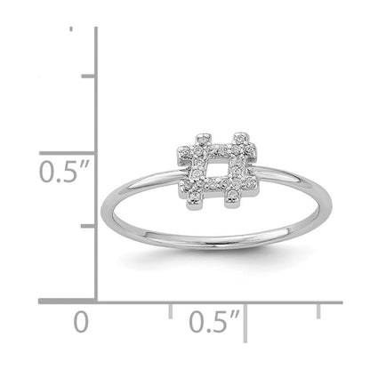 Sterlingsilber Rhodiniert Zirkonia Hashtag Ring