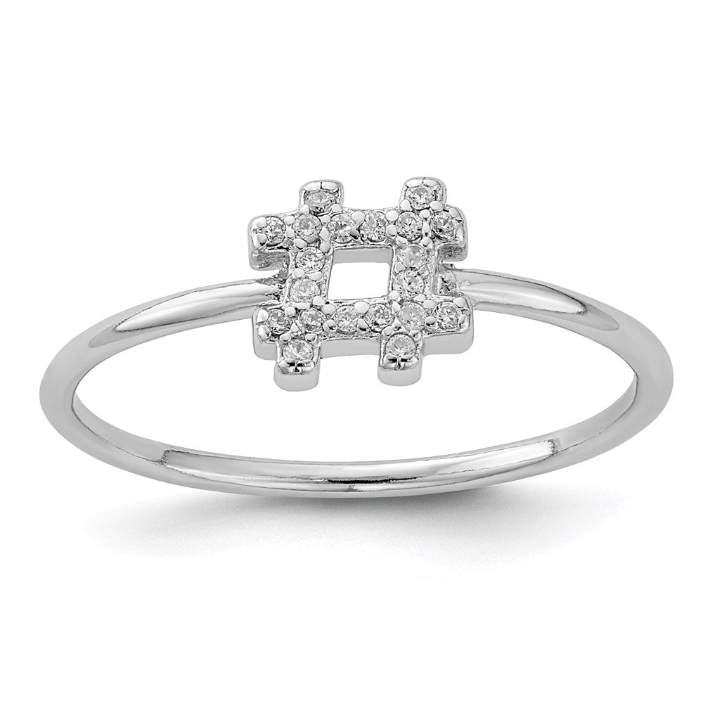 Sterlingsilber Rhodiniert Zirkonia Hashtag Ring