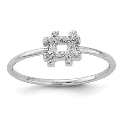 Sterlingsilber Rhodiniert Zirkonia Hashtag Ring
