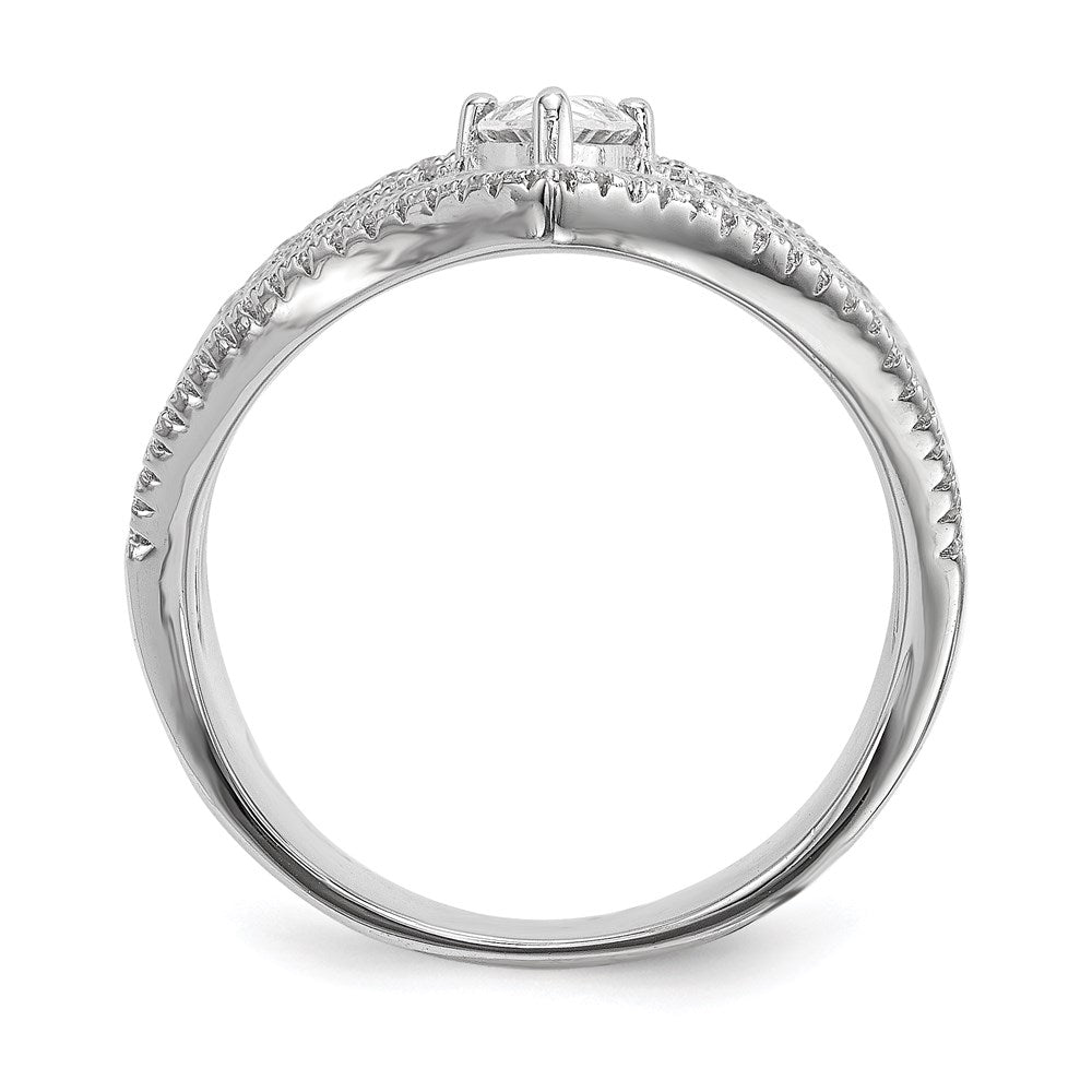 Sterlingsilber Rein Feuer Rhodiniert Zirkonia Ring