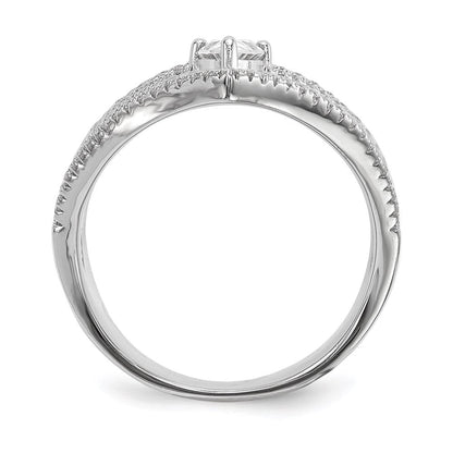 Sterlingsilber Rein Feuer Rhodiniert Zirkonia Ring