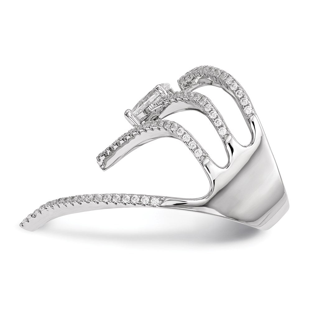 Sterlingsilber Rein Feuer Rhodiniert Zirkonia Ring