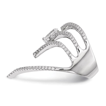 Sterlingsilber Rein Feuer Rhodiniert Zirkonia Ring
