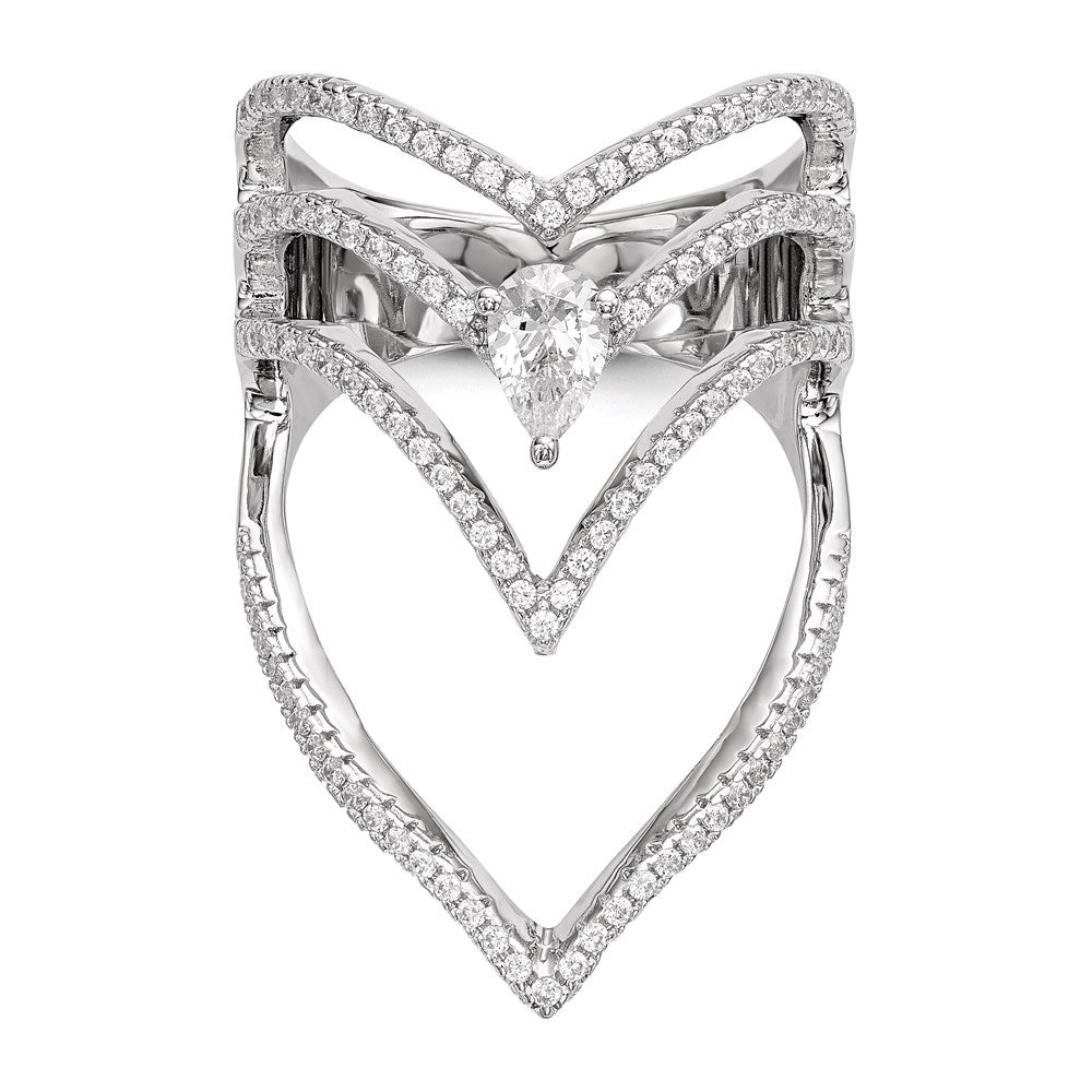 Sterlingsilber Rein Feuer Rhodiniert Zirkonia Ring
