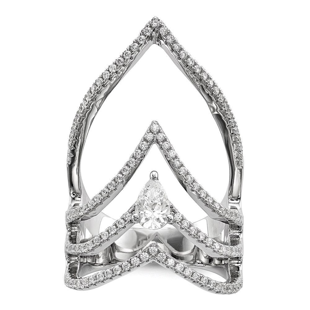 Sterlingsilber Rein Feuer Rhodiniert Zirkonia Ring