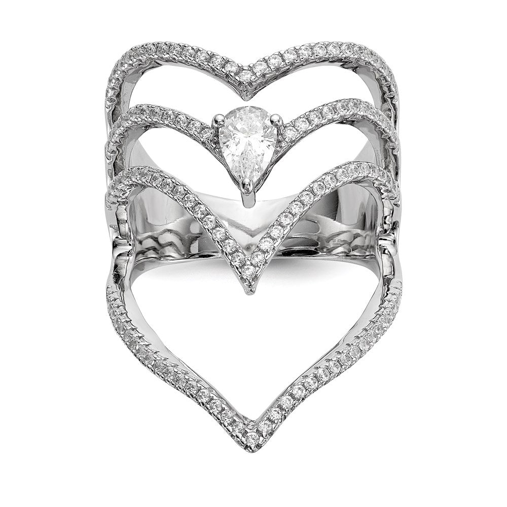 Sterlingsilber Rein Feuer Rhodiniert Zirkonia Ring