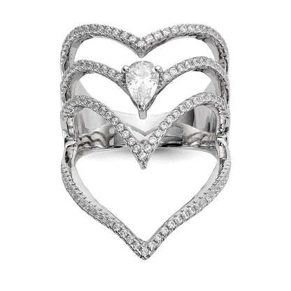 Sterlingsilber Rein Feuer Rhodiniert Zirkonia Ring