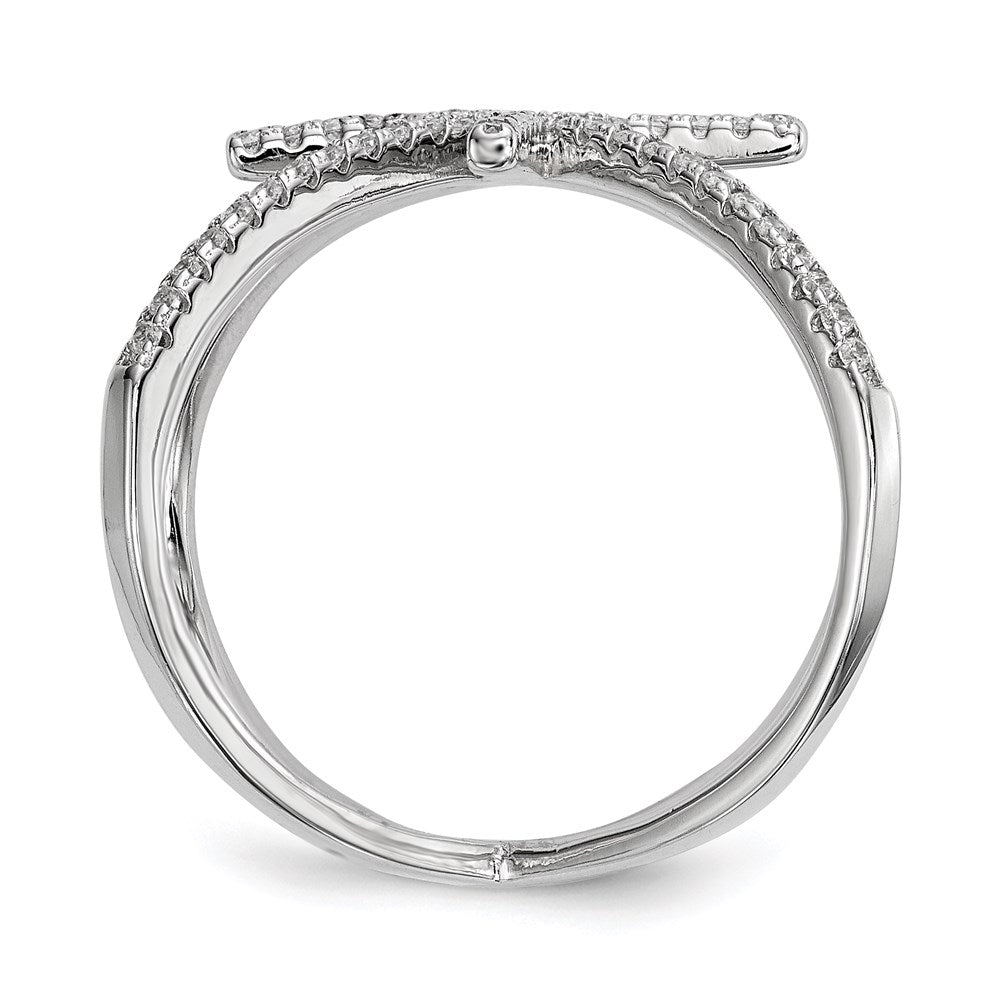 Sterlingsilber Rhodiniert Zirkonia Stern Kreuz Ring