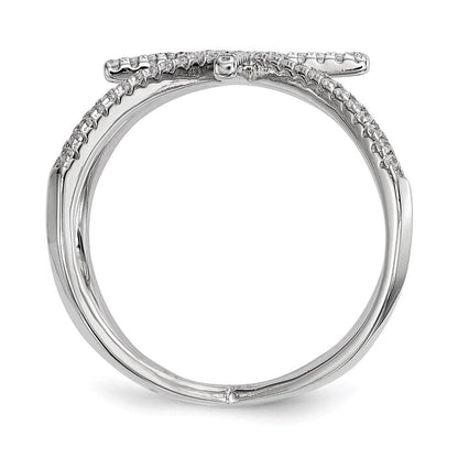 Sterlingsilber Rhodiniert Zirkonia Stern Kreuz Ring