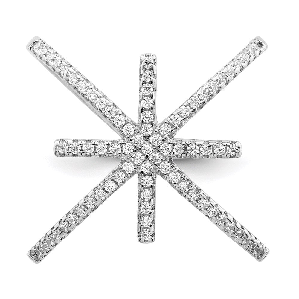 Sterlingsilber Rhodiniert Zirkonia Stern Kreuz Ring