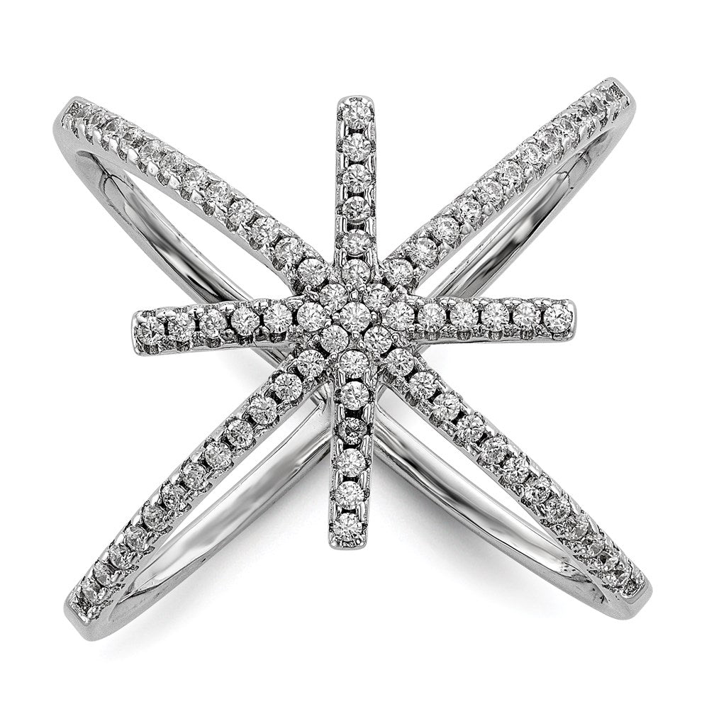 Sterlingsilber Rhodiniert Zirkonia Stern Kreuz Ring