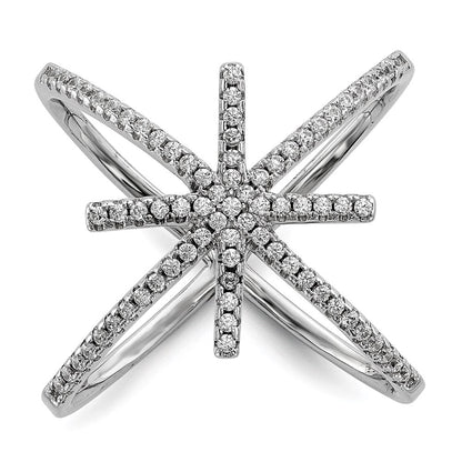Sterlingsilber Rhodiniert Zirkonia Stern Kreuz Ring