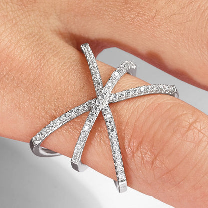 Sterlingsilber Rhodiniert Zirkonia Ring (size 6 Nur)