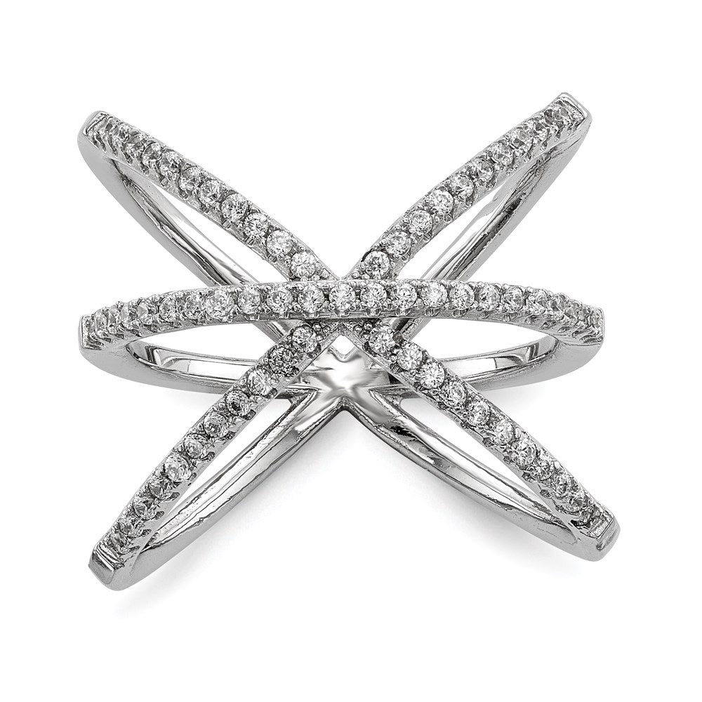 Sterlingsilber Rhodiniert Zirkonia Ring (size 6 Nur)