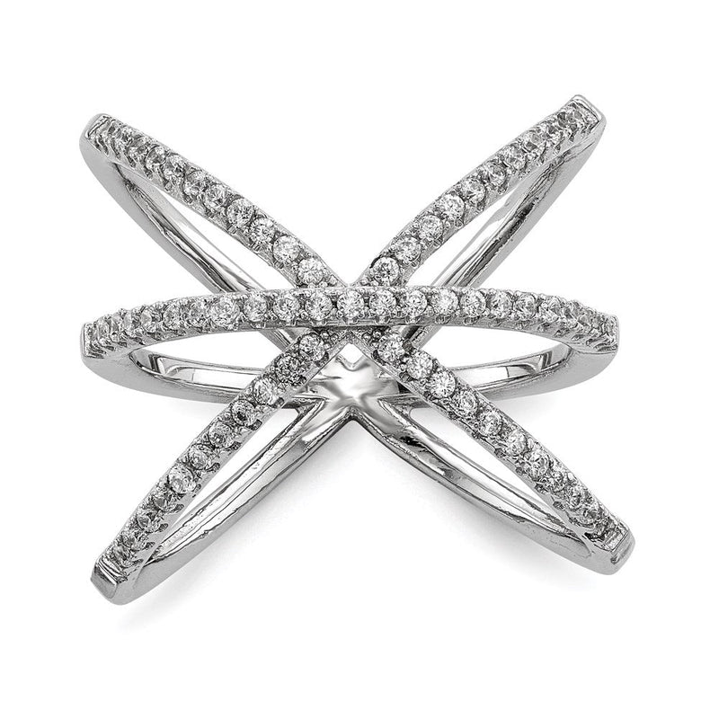 Sterlingsilber Rhodiniert Zirkonia Ring (size 6 Nur)