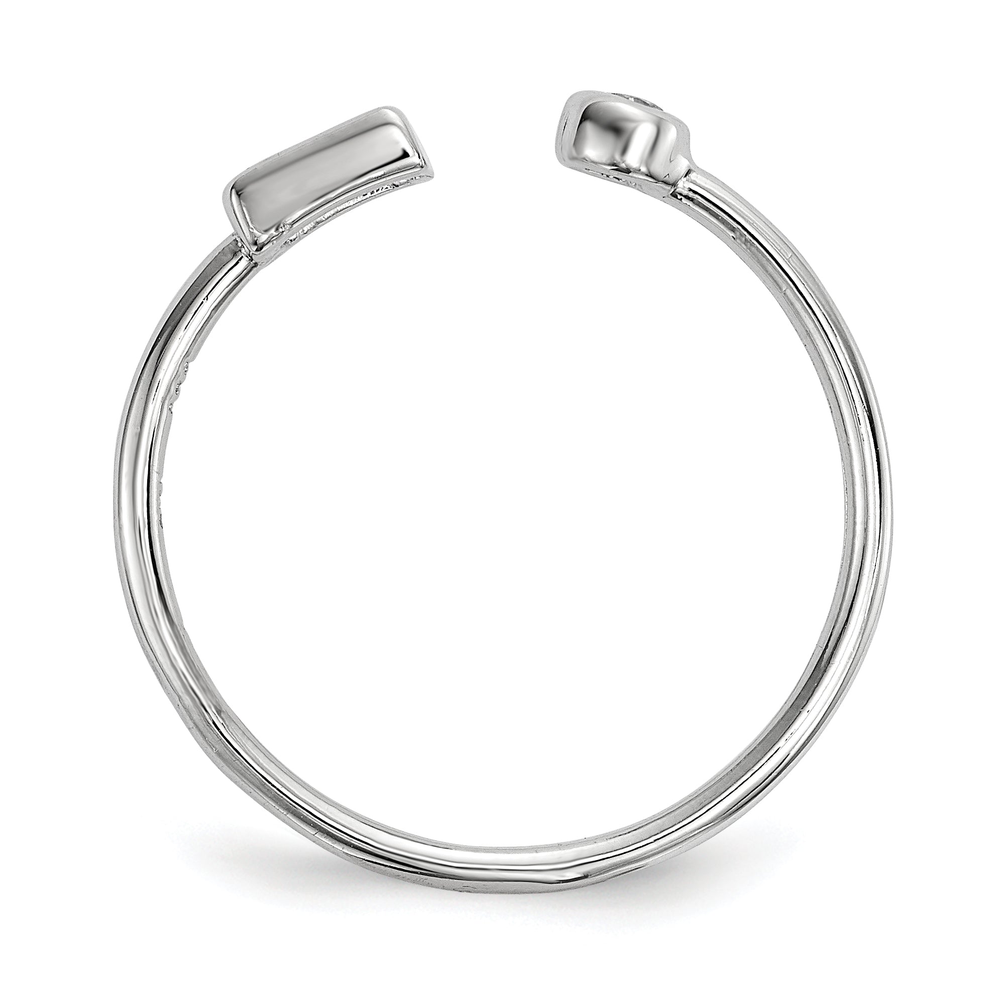 Sterlingsilber Rhodiniert Zirkonia Quadratisch und Kreis Verstellbar Ring