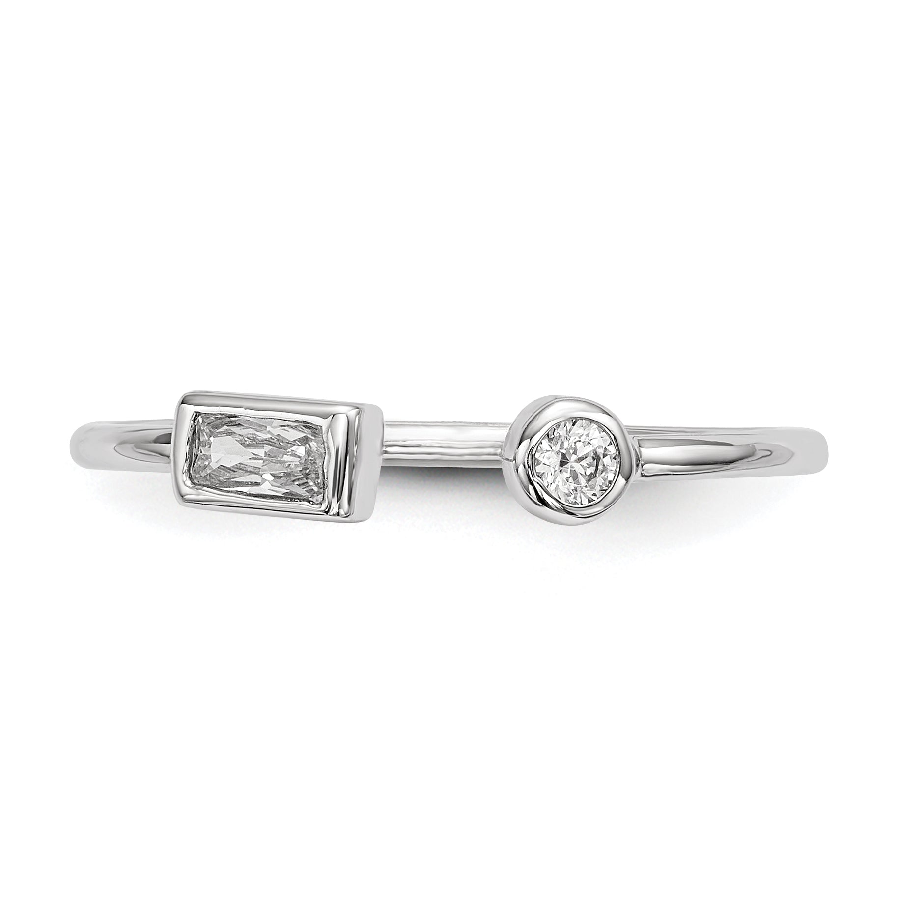 Sterlingsilber Rhodiniert Zirkonia Quadratisch und Kreis Verstellbar Ring