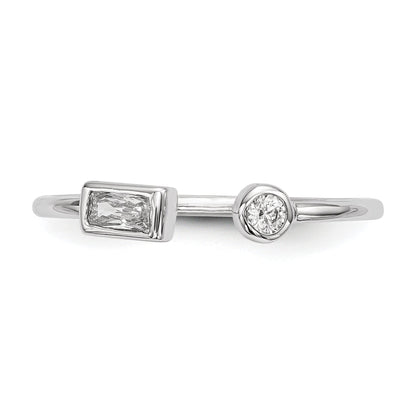Sterlingsilber Rhodiniert Zirkonia Quadratisch und Kreis Verstellbar Ring
