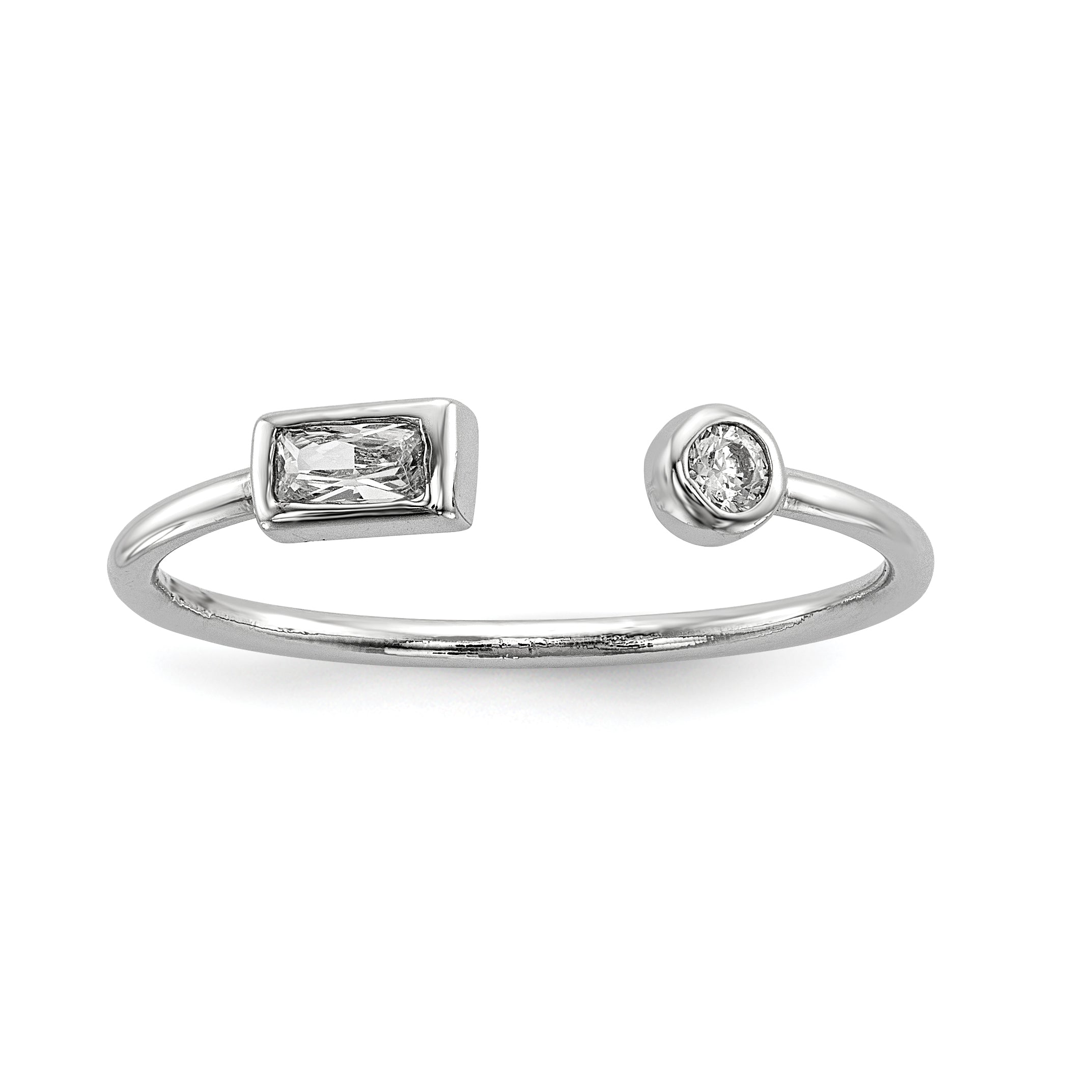 Sterlingsilber Rhodiniert Zirkonia Quadratisch und Kreis Verstellbar Ring