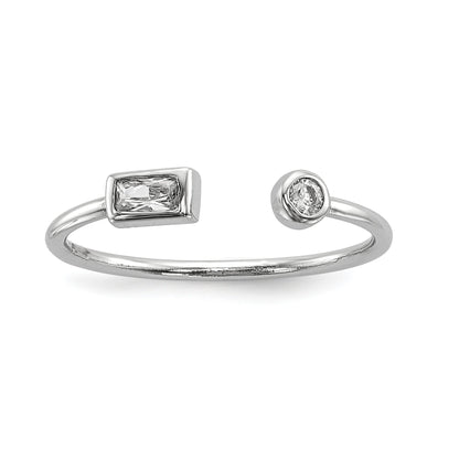 Sterlingsilber Rhodiniert Zirkonia Quadratisch und Kreis Verstellbar Ring