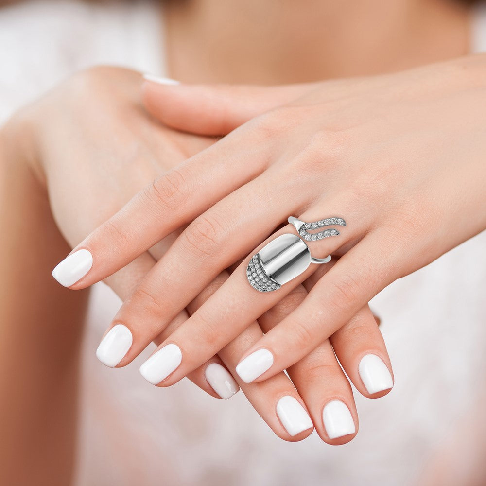Sterlingsilber Rhodiniert Zirkonia Verstellbar Fingernail Ring