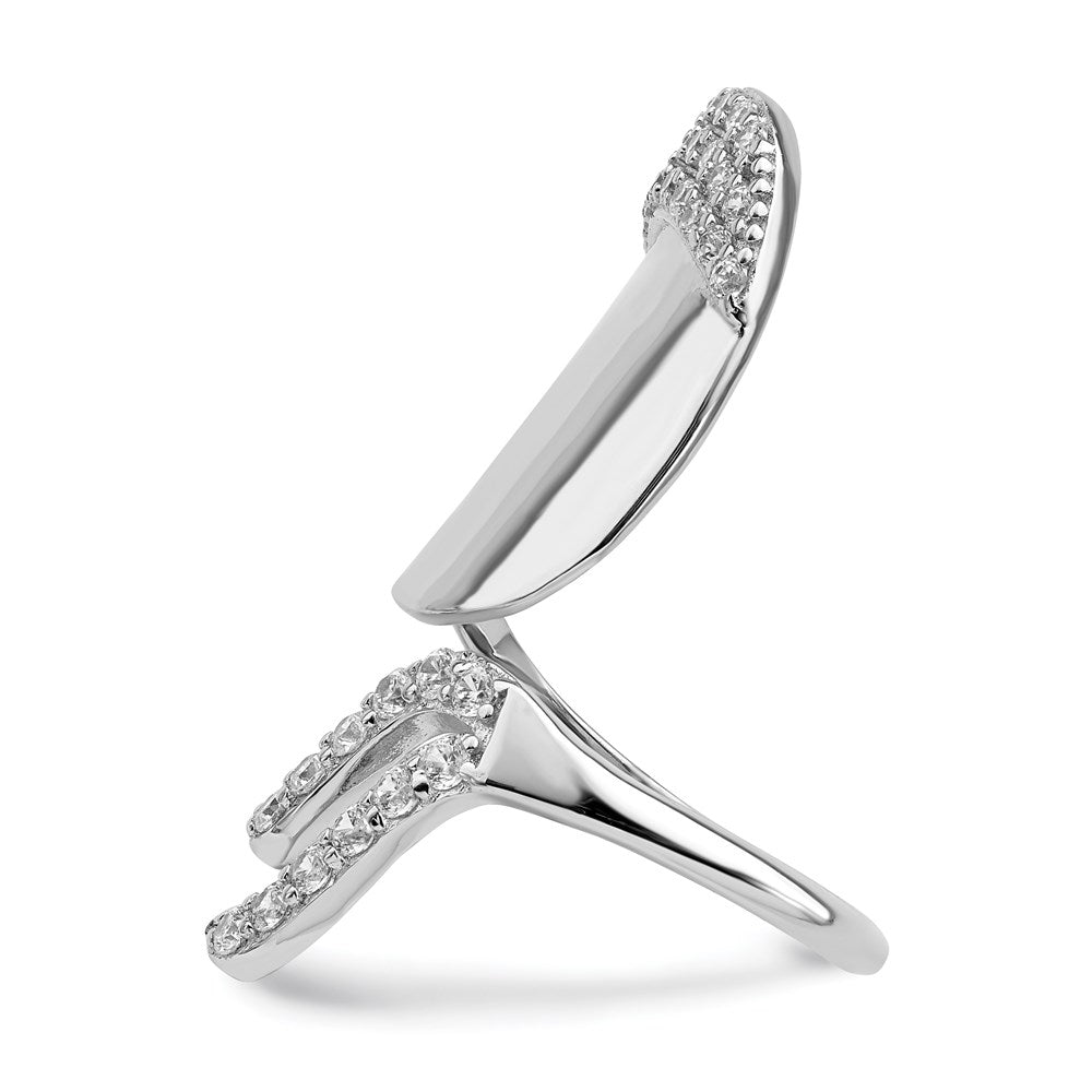 Sterlingsilber Rhodiniert Zirkonia Verstellbar Fingernail Ring