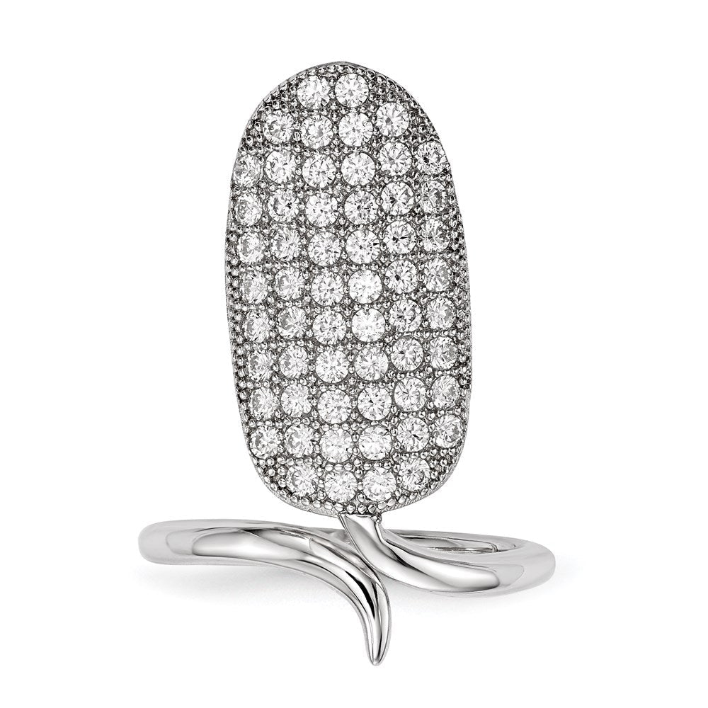 Sterlingsilber Rhodiniert Zirkonia Verstellbar Fingernail Ring