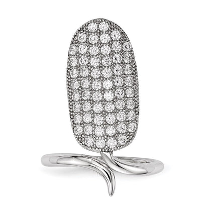 Sterlingsilber Rhodiniert Zirkonia Verstellbar Fingernail Ring