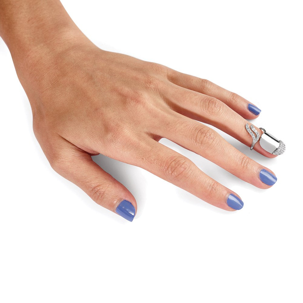 Sterlingsilber Rhodiniert Zirkonia Verstellbar Fingernail Ring