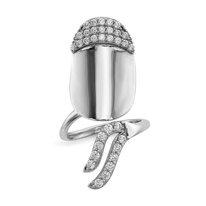 Sterlingsilber Rhodiniert Zirkonia Verstellbar Fingernail Ring
