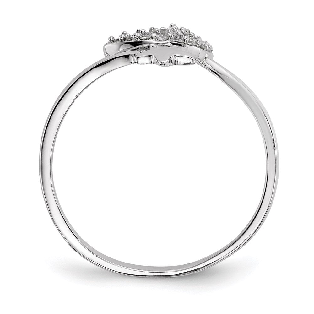 Sterlingsilber Rhodiniert Zirkonia Mond und Stern Ring