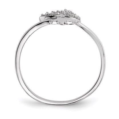 Sterlingsilber Rhodiniert Zirkonia Mond und Stern Ring