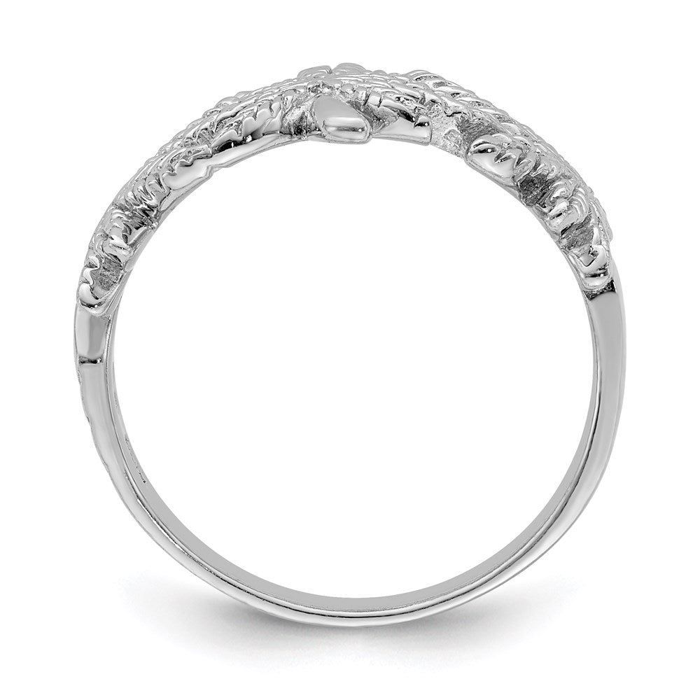 Sterlingsilber Rhodiniert Poliert Blatt Ring