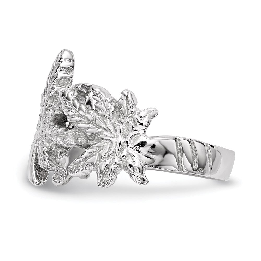 Sterlingsilber Rhodiniert Poliert Blatt Ring
