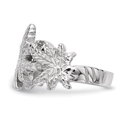 Sterlingsilber Rhodiniert Poliert Blatt Ring