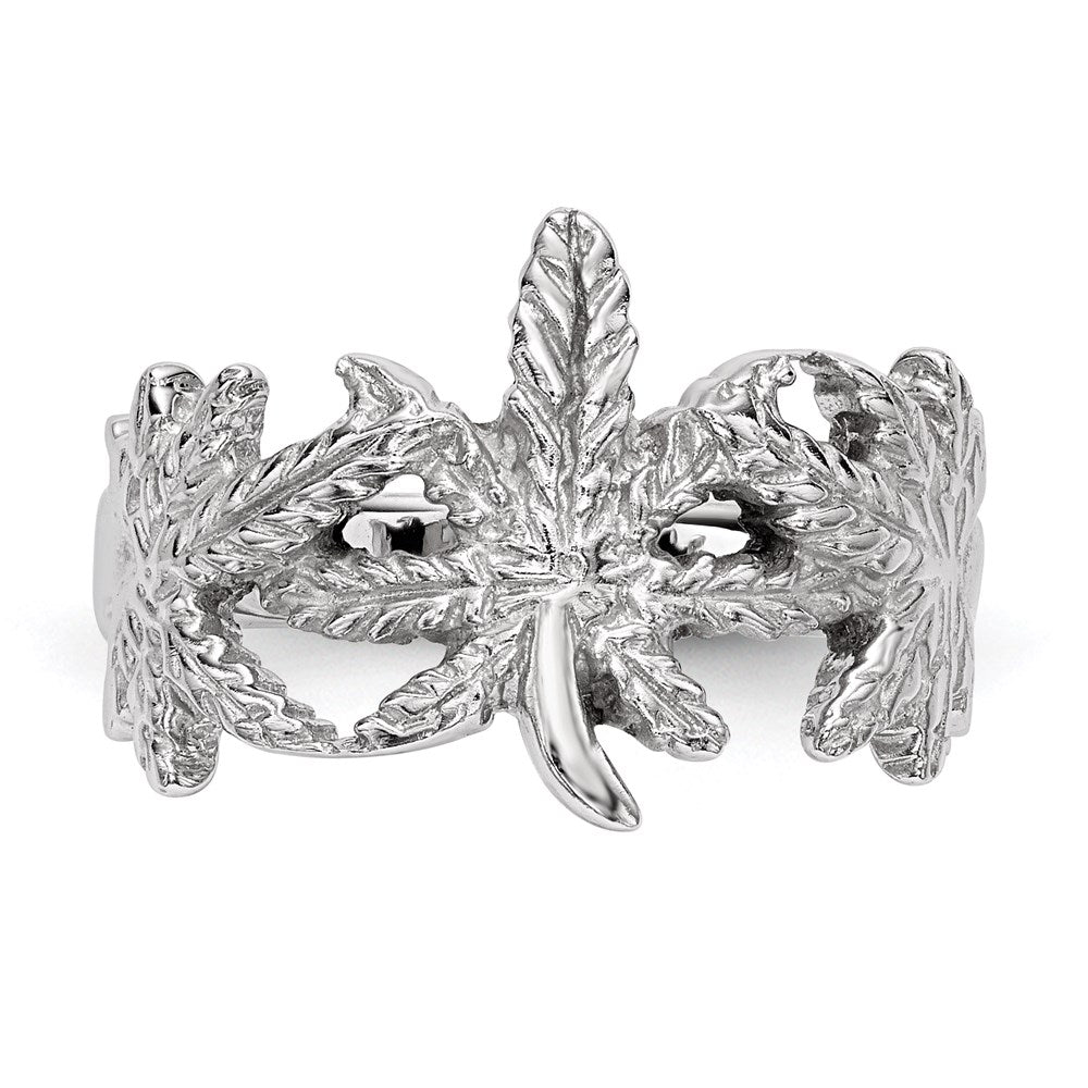 Sterlingsilber Rhodiniert Poliert Blatt Ring