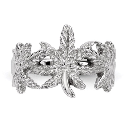 Sterlingsilber Rhodiniert Poliert Blatt Ring