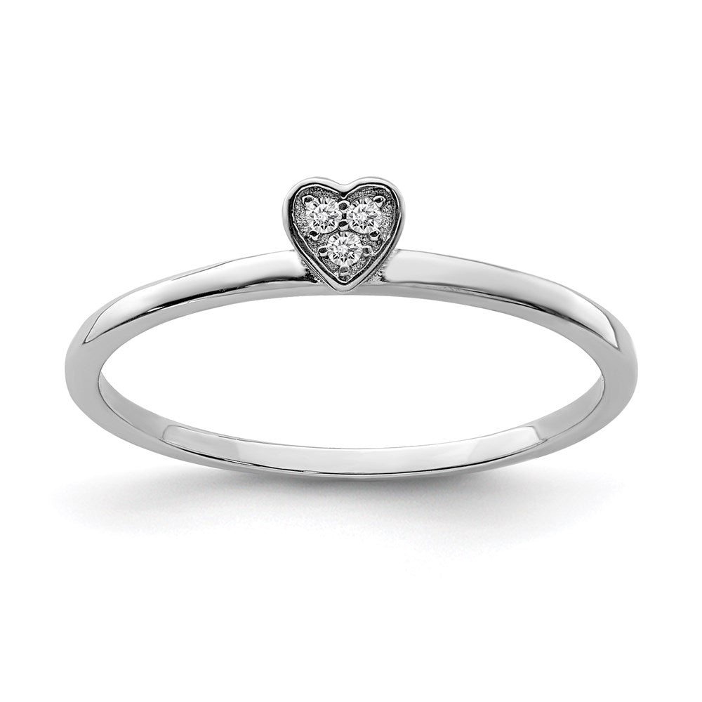 Sterlingsilber Rhodiniert Zirkonia Herz Klee 3 Ring Set