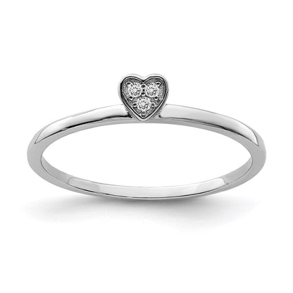 Sterlingsilber Rhodiniert Zirkonia Herz Klee 3 Ring Set