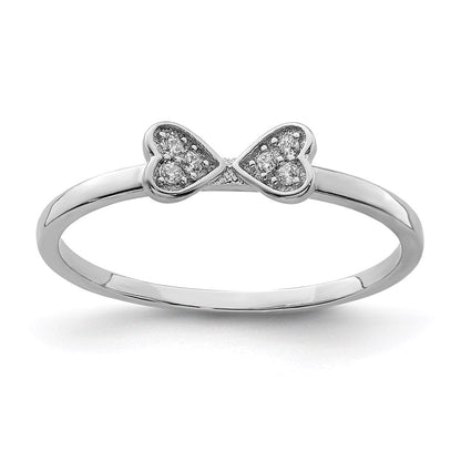Sterlingsilber Rhodiniert Zirkonia Herz Klee 3 Ring Set
