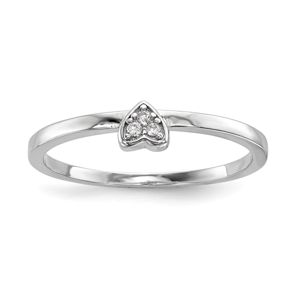 Sterlingsilber Rhodiniert Zirkonia Herz Klee 3 Ring Set