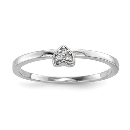 Sterlingsilber Rhodiniert Zirkonia Herz Klee 3 Ring Set